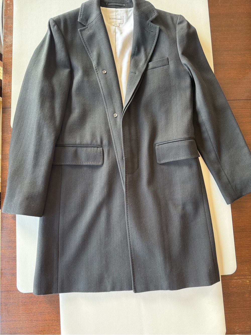 Men's Black Wool Blend Overcoat